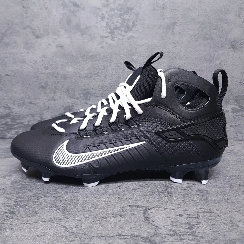 NIke Huarache‎ 9 Elite Lax Mid Lacrosse Cleats Mens 12.5 Black White FD0088-002